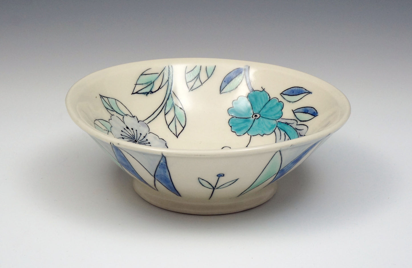 Personal sized bowl with blue flowers