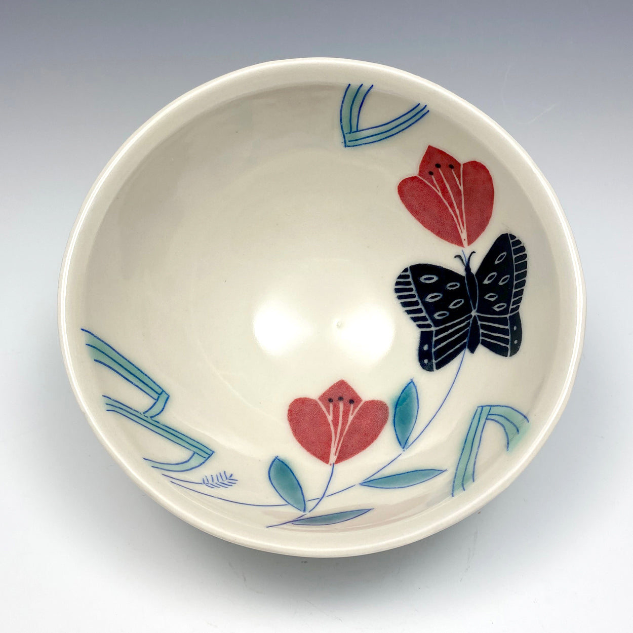 Cereal bowl with black butterfly 01 – Asta Joana Design