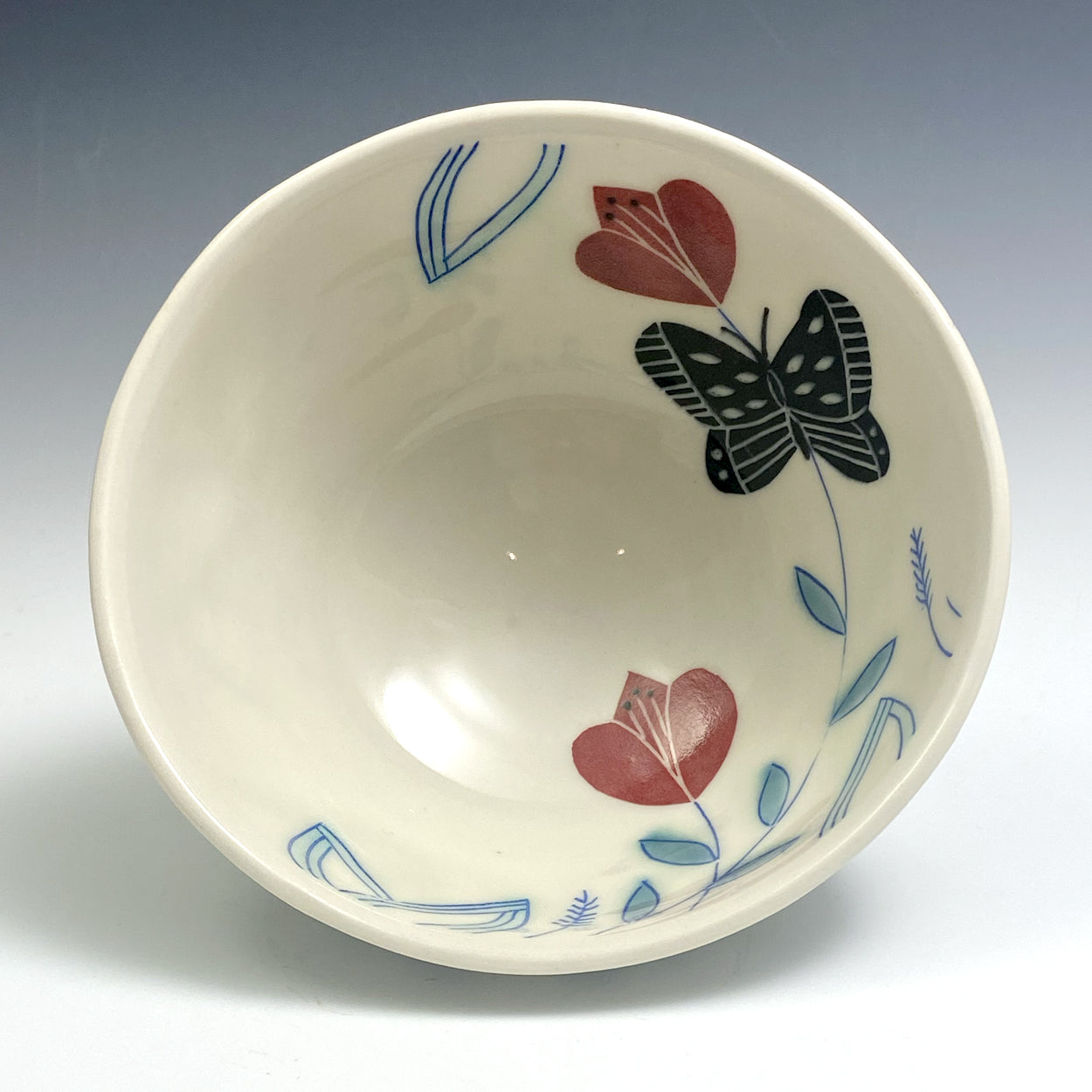 Cereal bowl with black butterfly 03 – Asta Joana Design