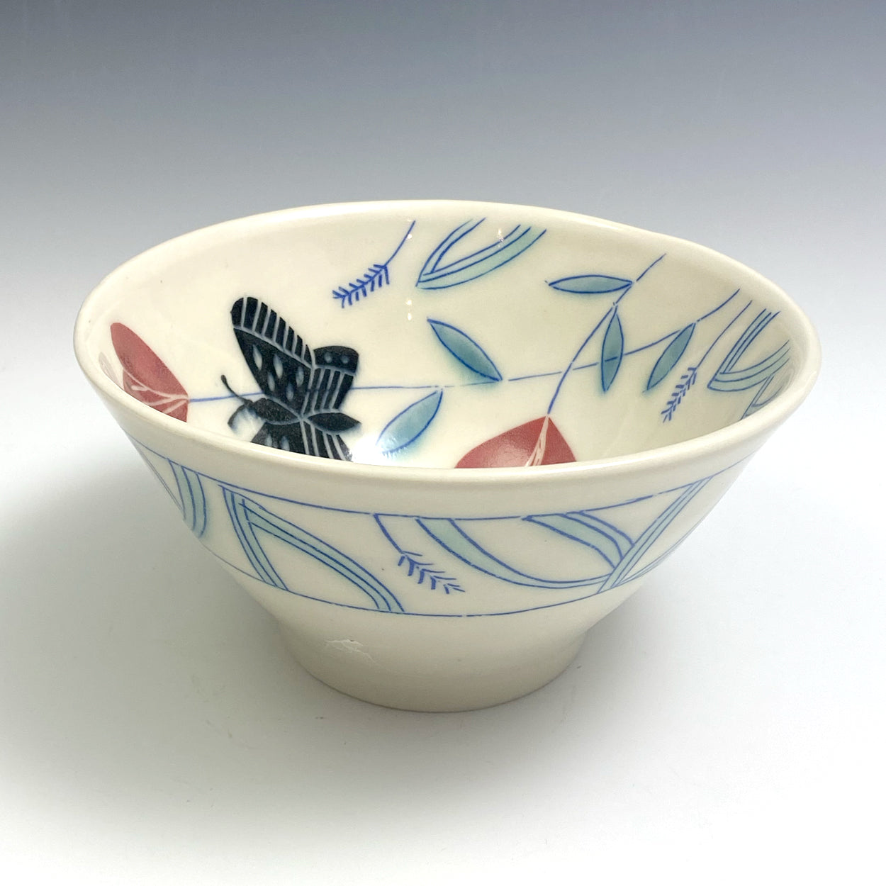 Cereal bowl with black butterfly  04