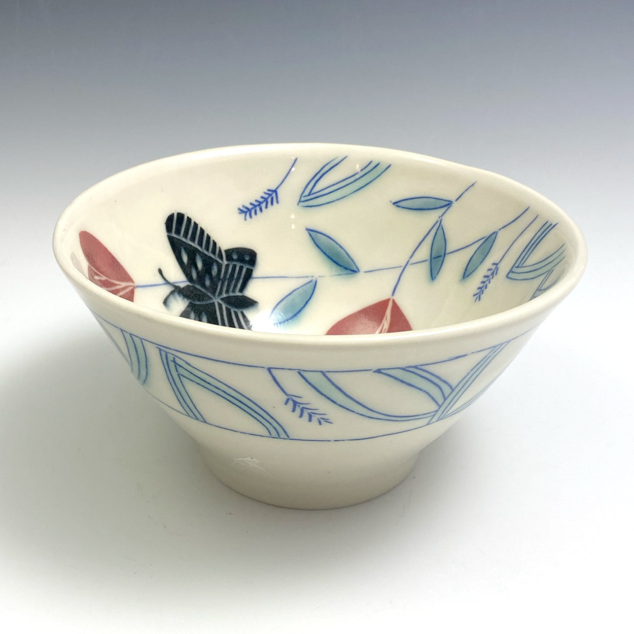 Cereal bowl with black butterfly 04