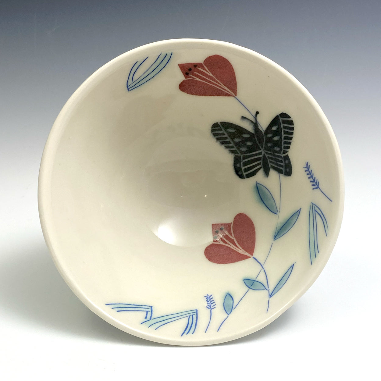 Cereal bowl with black butterfly  04