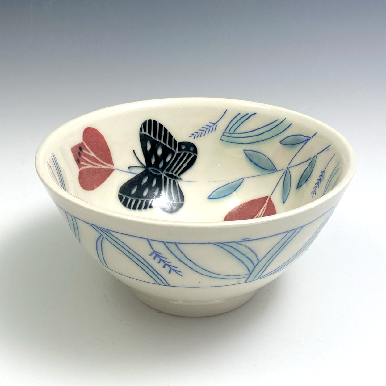 Cereal bowl with black butterfly  05