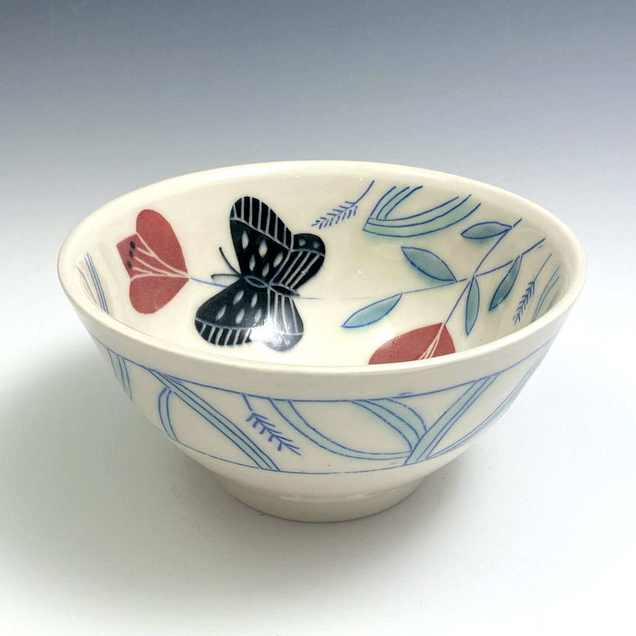 Cereal bowl with black butterfly 05