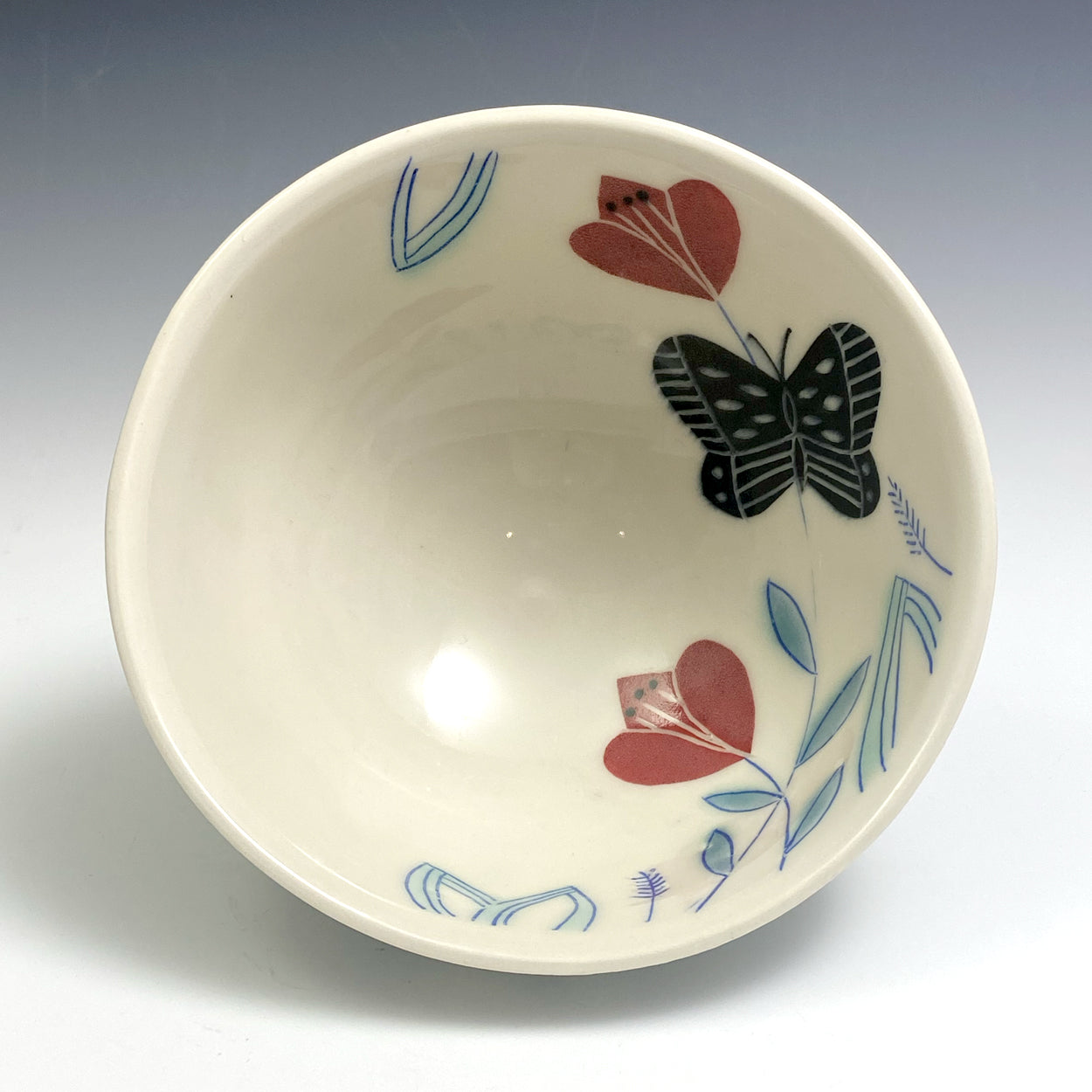 Cereal bowl with black butterfly  05