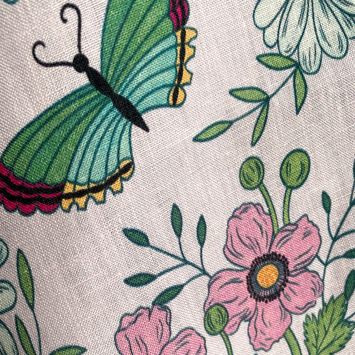 Butterfly garden linen tea towel