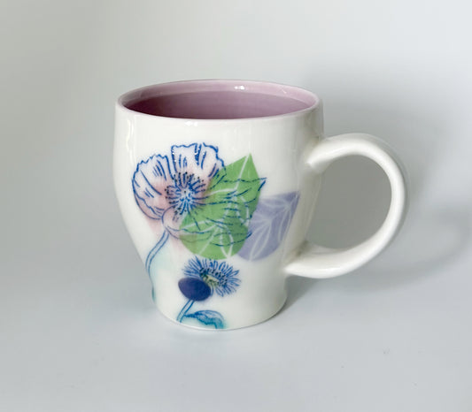 Mug with pink poppies