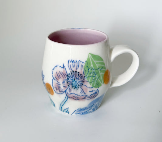Small mug with pink poppies