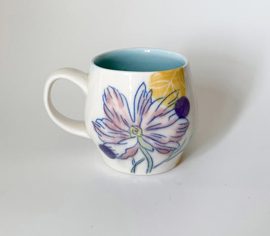 Small mug with cosmos flowers