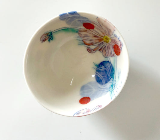 Small bowl with cosmos flowers
