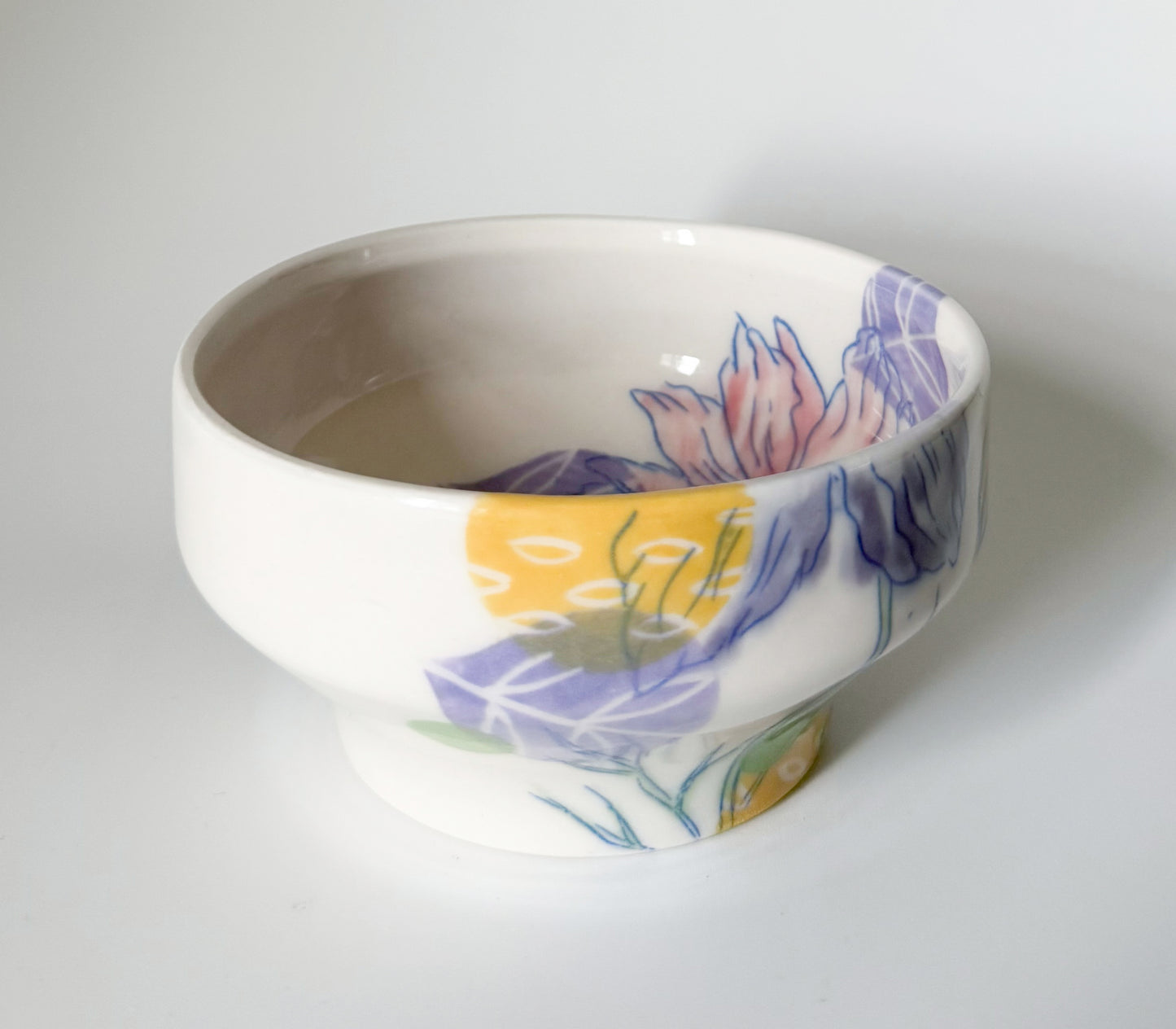 Individual bowl with cosmos flowers