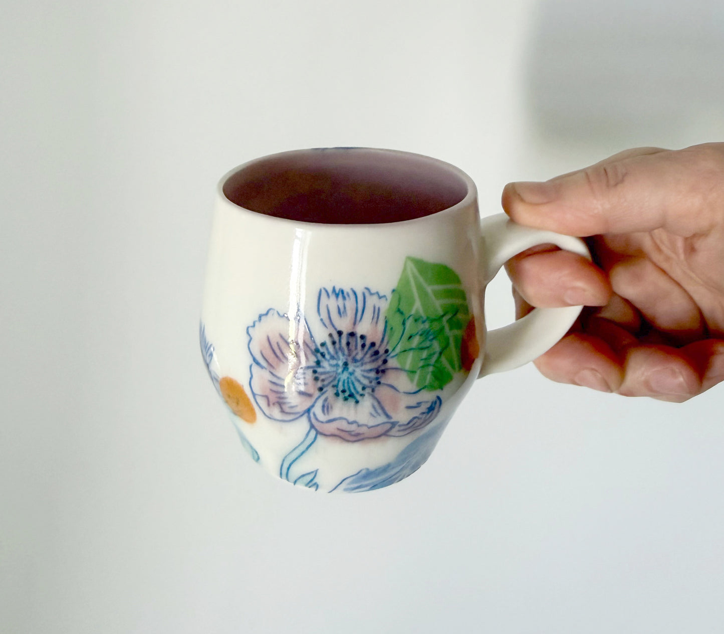 Small mug with pink poppies