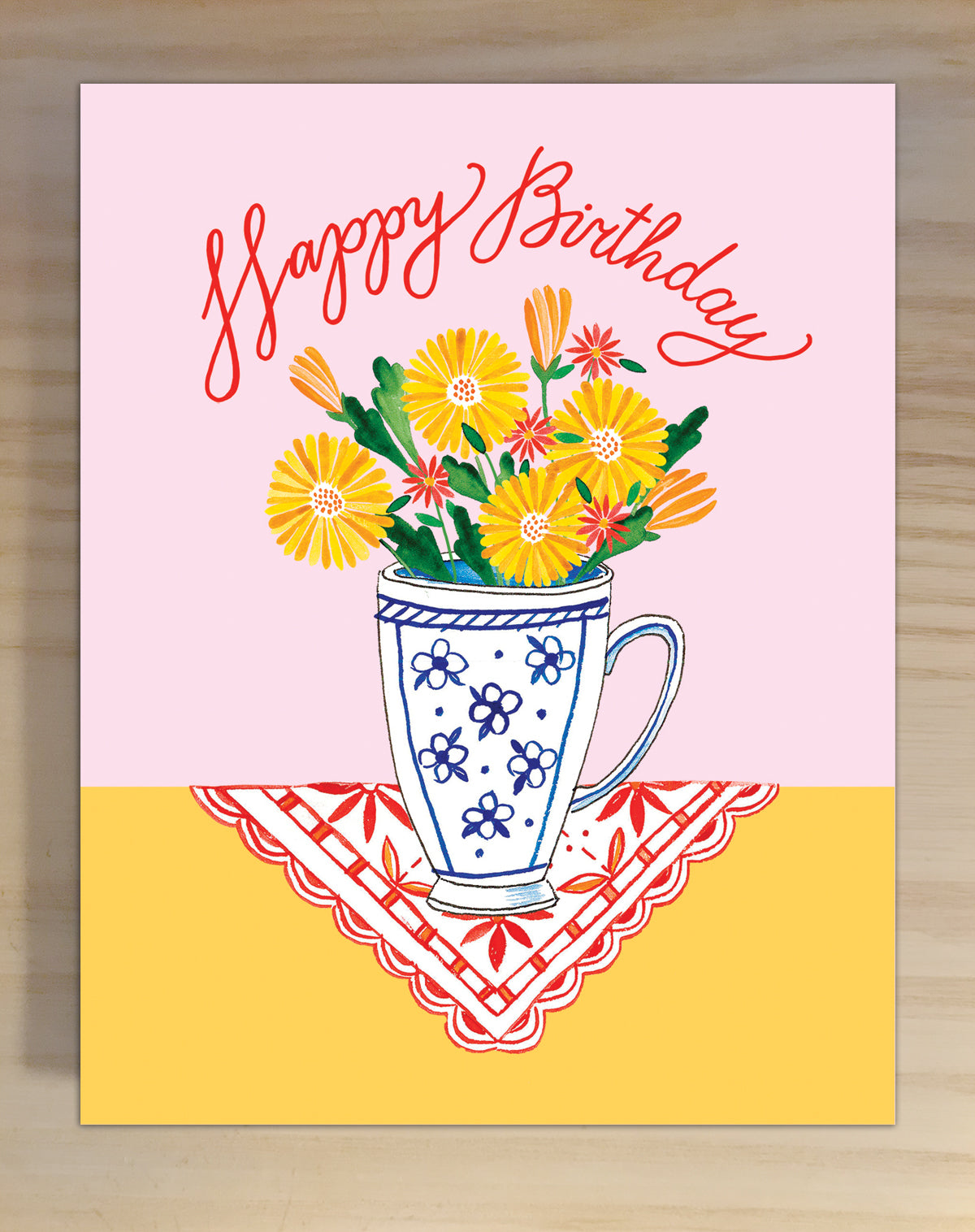 Mug with flowers birthday greeting card