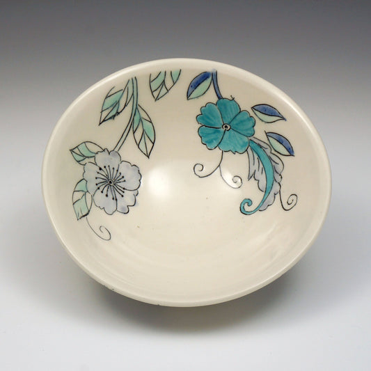 Personal sized bowl with blue flowers