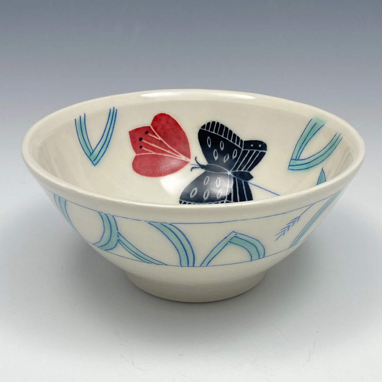 Cereal bowl with black butterfly  01