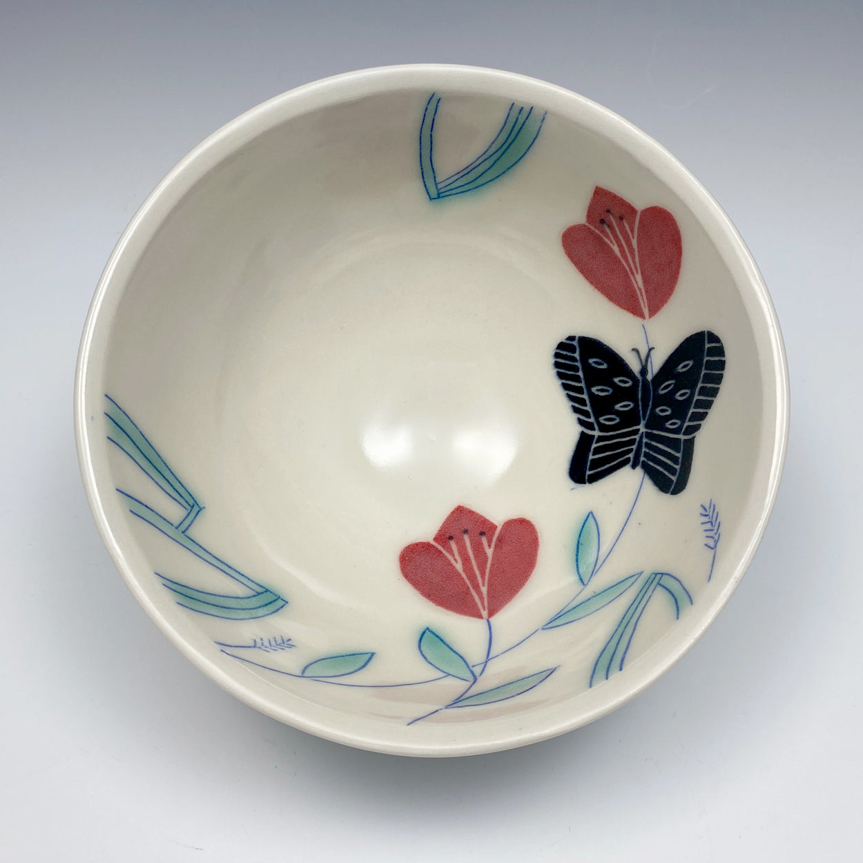 Cereal bowl with black butterfly  02