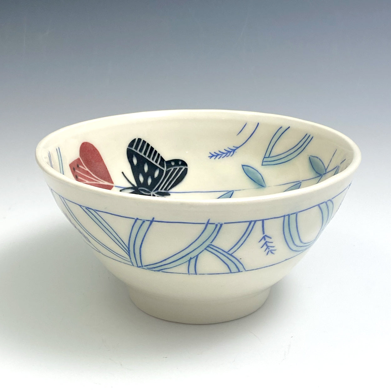 Cereal bowl with black butterfly  03