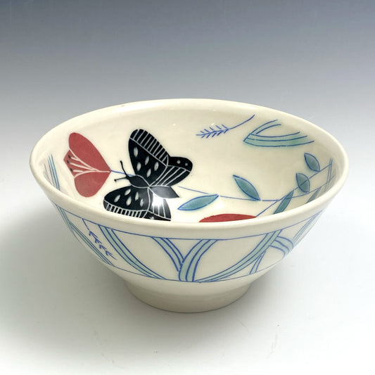 Cereal bowl with black butterfly  06