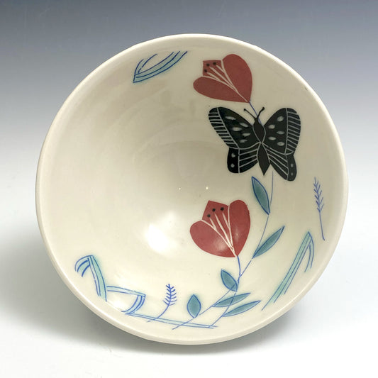 Cereal bowl with black butterfly  06