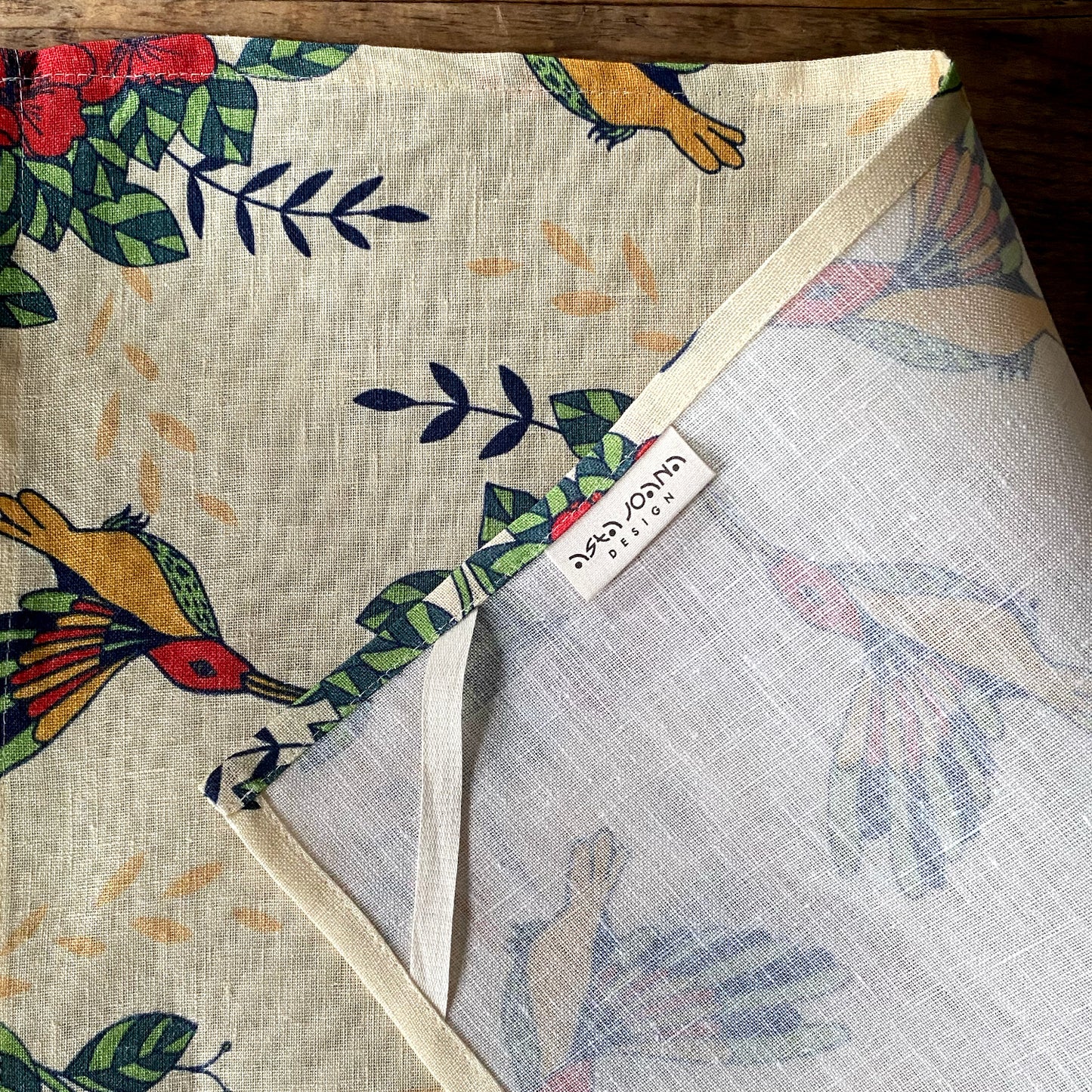 Hummingbird garden linen tea towel