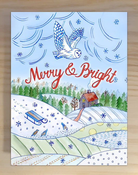 Merry & Bright holiday greeting card