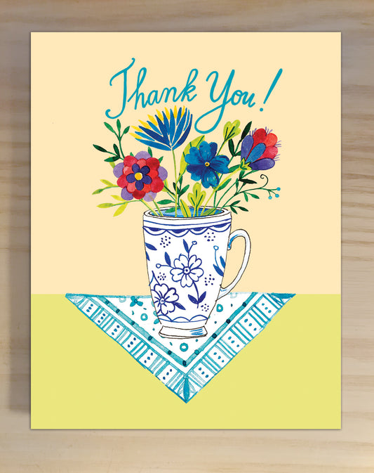 Mug with flowers thank you greeting card