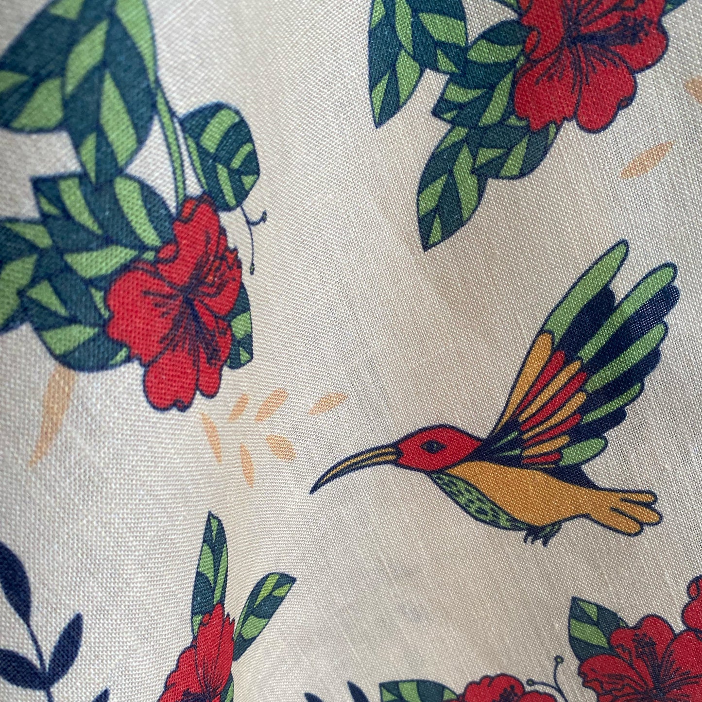 Hummingbird garden linen tea towel